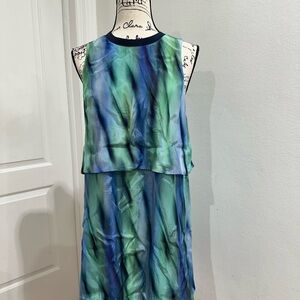 Armani Exchange Blue and Green Midi Dress